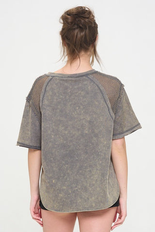 Fishnet Shoulder T-Shirt *Online Only* - Premium clothing at Lonnys NY - Just $85! Shop Womens clothing now