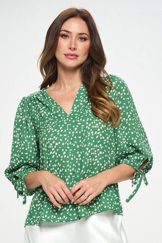 Made in USA Print Top with Self Tie Sleeves *Online Only* - Premium  at Lonnys NY - Just $75! Shop Womens clothing now