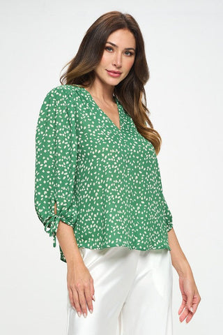 Made in USA Print Top with Self Tie Sleeves *Online Only* - Premium  at Lonnys NY - Just $75! Shop Womens clothing now