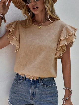 Denise Ruffle Cap Sleeve Top *Online Only* - Premium Shirts & Tops at Lonnys NY - Just $62! Shop Womens clothing now