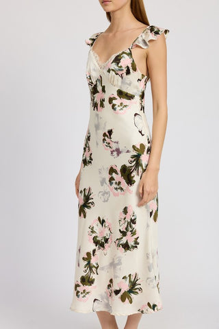 Floral Midi Dress With Lace Detail *Online Only* - Premium dresses at Lonnys NY - Just $92.63! Shop Womens clothing now