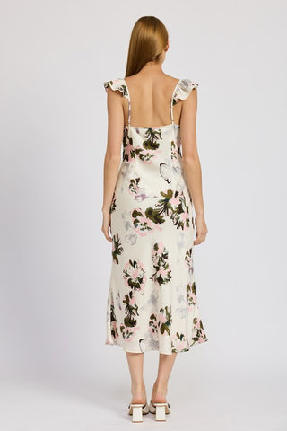 Floral Midi Dress With Lace Detail *Online Only* - Premium dresses at Lonnys NY - Just $92.63! Shop Womens clothing now
