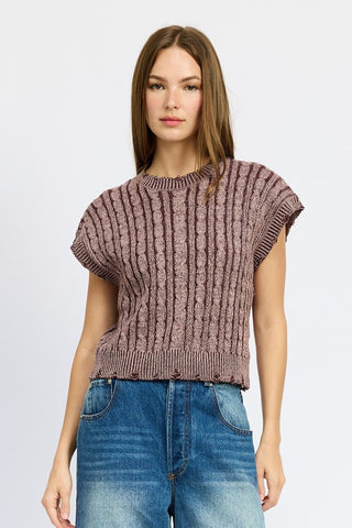 Cable Knit Short Sleeve Top - Premium clothing at Lonnys NY - Just $55! Shop Womens clothing now