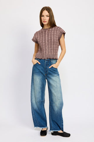 Cable Knit Short Sleeve Top - Premium clothing at Lonnys NY - Just $55! Shop Womens clothing now