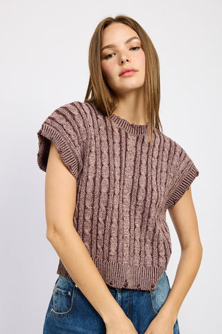 Cable Knit Short Sleeve Top - Premium clothing at Lonnys NY - Just $55! Shop Womens clothing now