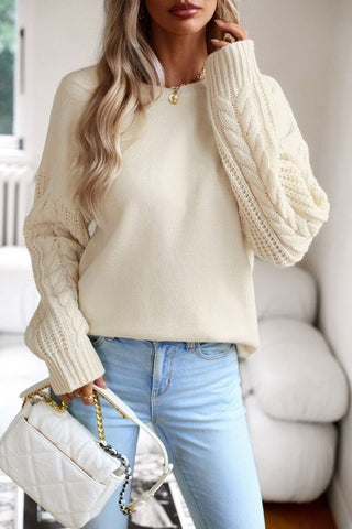 Cable Knit Sleeve Sweater *Online Only* - Premium clothing at Lonnys NY - Just $65! Shop Womens clothing now