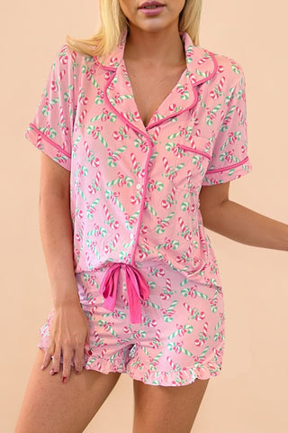 Christmas Candy Cane Print Pajama Set *Online Only* - Premium clothing at Lonnys NY - Just $64! Shop Womens clothing now
