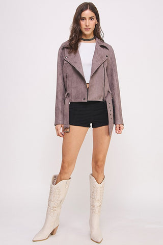 Faux Suede Moto Jacket *Online Only* - Premium clothing at Lonnys NY - Just $99! Shop Womens clothing now