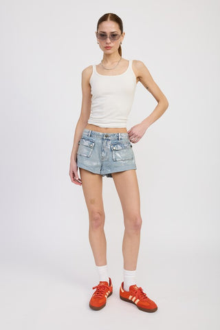 Low Rise Denim Shorts *Online Only* - Premium clothing at Lonnys NY - Just $78! Shop Womens clothing now