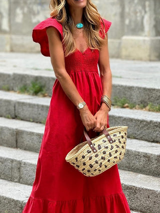 Smocked High Waist Ruffle Maxi Dress *Online Only* - Premium clothing at Lonnys NY - Just $100! Shop Womens clothing now