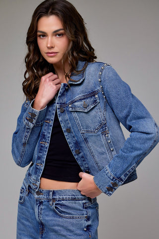 Hidden Pearl Embellished Trucker Jacket