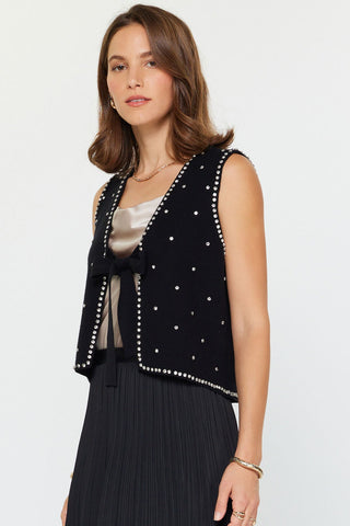 Madison Bejeweled Tie Front Vest