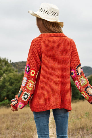 Crochet Floral Printed Long Sleeve Knit Cardigan *Online Only* - Premium  at Lonnys NY - Just $75! Shop Womens clothing now