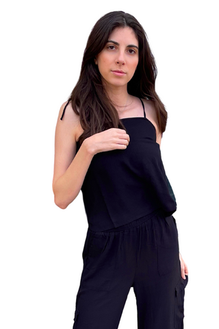 Bobi Square Neck Tie Cami - Premium Shirts & Tops at Lonnys NY - Just $55! Shop Womens clothing now