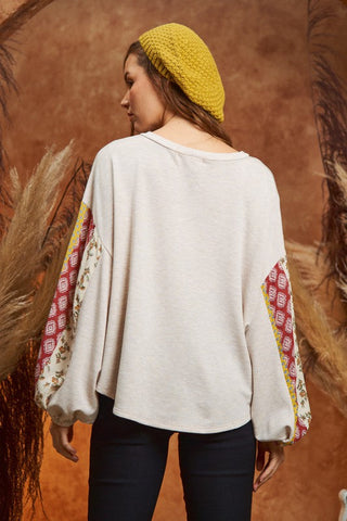 Floral print sleeve detail top PLUS *Online Only* - Premium  at Lonnys NY - Just $40! Shop Womens clothing now