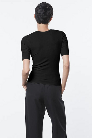 Enza Costa Textured Knit Half Sleeve U Neck - Premium Shirts & Tops at Lonnys NY - Just $145! Shop Womens clothing now