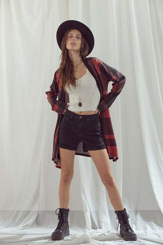 CHECKER PRINT CARDIGAN * Online Only* - Premium Jacket at Lonnys NY - Just $78! Shop Womens clothing now