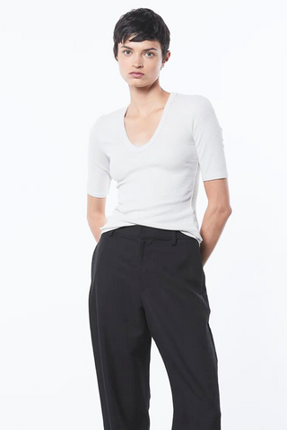 Enza Costa Textured Knit Half Sleeve U Neck - Premium Shirts & Tops at Lonnys NY - Just $145! Shop Womens clothing now