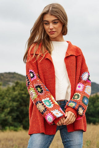 Crochet Floral Printed Long Sleeve Knit Cardigan *Online Only* - Premium  at Lonnys NY - Just $75! Shop Womens clothing now