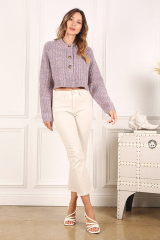 Melange Half Button Sweater *Online Only* - Premium clothing at Lonnys NY - Just $48! Shop Womens clothing now