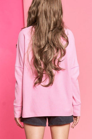Button down side slit pullover knit top  *Online Only* - Premium  at Lonnys NY - Just $79.63! Shop Womens clothing now
