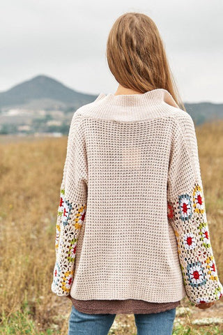 Crochet Floral Printed Long Sleeve Knit Cardigan *Online Only* - Premium  at Lonnys NY - Just $75! Shop Womens clothing now