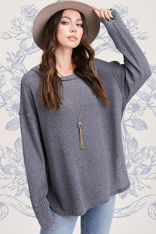Long Sleeve Bree Waffle Top *Online Only* - Premium clothing at Lonnys NY - Just $39! Shop Womens clothing now