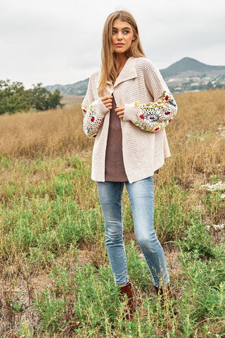 Crochet Floral Printed Long Sleeve Knit Cardigan *Online Only* - Premium  at Lonnys NY - Just $75! Shop Womens clothing now