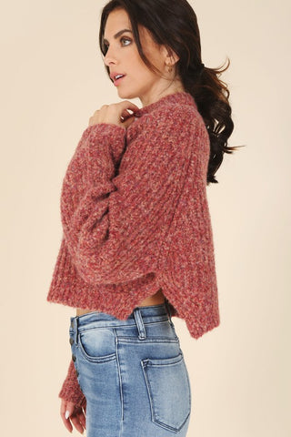 Melange Half Button Sweater *Online Only* - Premium clothing at Lonnys NY - Just $48! Shop Womens clothing now