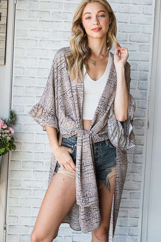 Geo Print Mid Sleeve Kimono  *Online Only* - Premium  at Lonnys NY - Just $75! Shop Womens clothing now