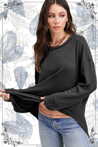 Long Sleeve Bree Waffle Top *Online Only* - Premium clothing at Lonnys NY - Just $39! Shop Womens clothing now