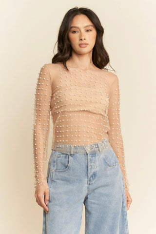 61 Jane Bead & Pearl Mesh Top