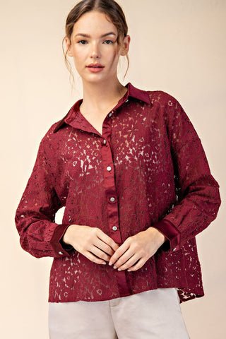 61 Jane Lace Floral Button Down Shirt