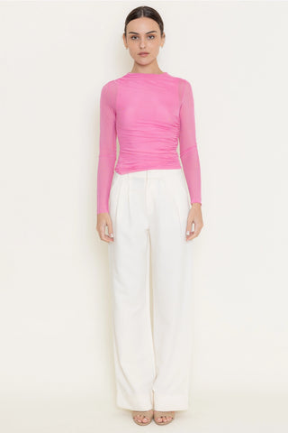 61 Jane Ruched Mock Neck Long Sleeve Shirt