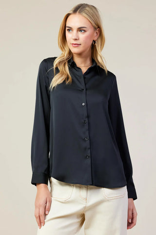 61 Jane Satiny Button Down Blouse