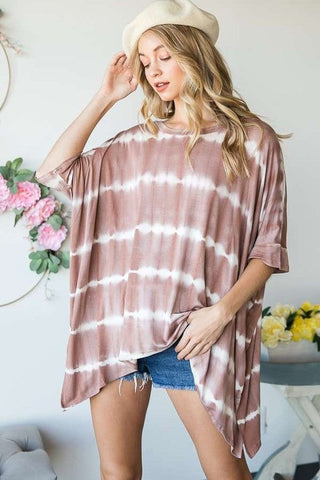 STRIPED TIE DYE ROUND NECK TUNIC  *Online Only* - Premium  at Lonnys NY - Just $60! Shop Womens clothing now