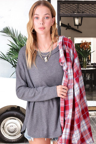 Long Sleeve Bree Waffle Top *Online Only* - Premium clothing at Lonnys NY - Just $39! Shop Womens clothing now