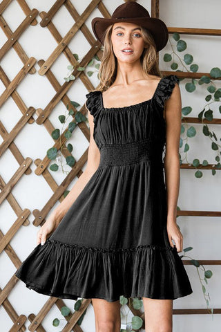 Ruched waist ruffled sleeveless dress *Online Only* - Premium  at Lonnys NY - Just $76.38! Shop Womens clothing now