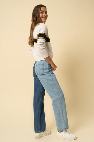 HIGH WAISTED CROSSOVER STRAIGHT JEANS *Online Only* - Premium  at Lonnys NY - Just $90! Shop Womens clothing now
