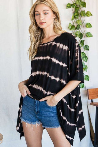 STRIPED TIE DYE ROUND NECK TUNIC  *Online Only* - Premium  at Lonnys NY - Just $60! Shop Womens clothing now