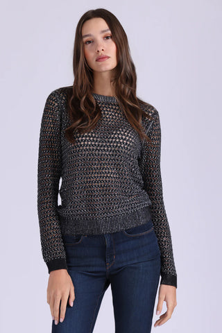 Minnie Rose Studded Mesh Sweater