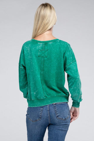 French Terry Acid Wash Boat Neck Pullover *Online Only* - Premium  at Lonnys NY - Just $36! Shop Womens clothing now