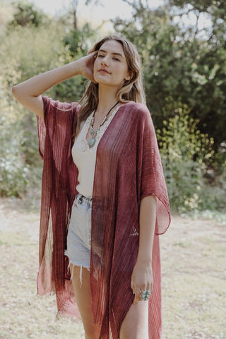Lightweight Frayed Trim Kimono *Online Only* - Premium clothing at Lonnys NY - Just $48! Shop Womens clothing now