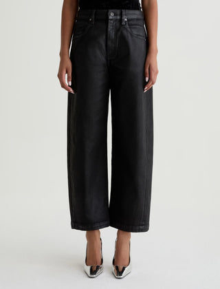 AG Hattie Crop Coated Black Barrel Jeans