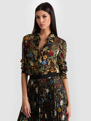 Alice + Olivia Willa Silk Floral Blouse