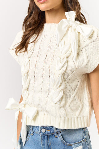American Poet Satin Bow Sweater Vest - Premium clothing at Lonnys NY - Just $72! Shop Womens clothing now