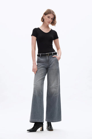 Bayeas Mid Rise Wide Leg Jeans - Premium clothing at Lonnys NY - Just $130! Shop Womens clothing now