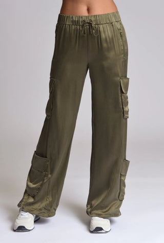Blanc Noir Silk Wide Leg Pants - Premium cargo pants at Lonnys NY - Just $249! Shop Womens clothing now