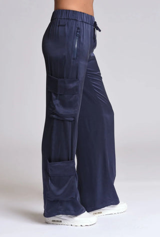 Blanc Noir Silk Wide Leg Pants - Premium cargo pants at Lonnys NY - Just $249! Shop Womens clothing now