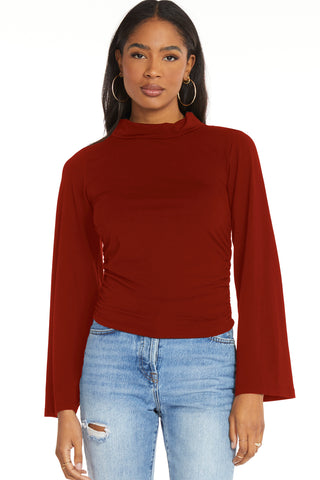 Bobi Bell Sleeve Mock Neck Shirt *FINAL SALE* - Premium clothing at Lonnys NY - Just $40! Shop Womens clothing now